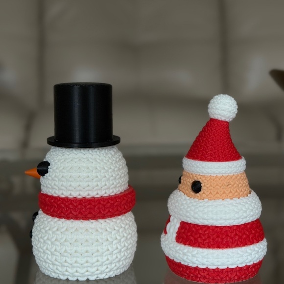3D printed |  Crochet Snowman and Santa 🎅🏻☃️❄️🌲🎄 - Picture 4 of 4